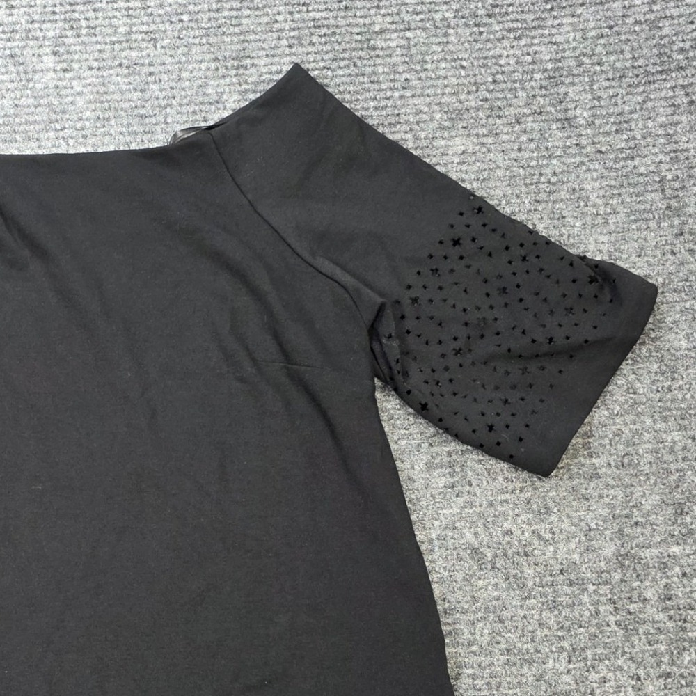 Lauren Ralph Lauren Off the Shoulder Top Women's Size L Black Laser Cut Sleeve - Picture 7 of 7
